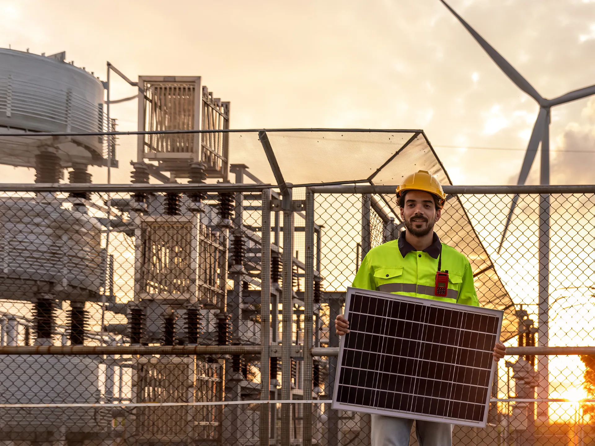 Planta industrial con paneles solares